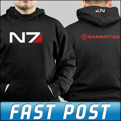 Mass Effect 3 Xbox360 PS3 Black Hoodie Hoody RENEGADE Personalised