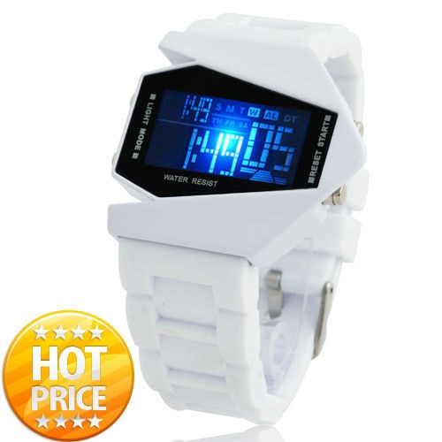   COLOR FLASH Light Digital Sport Wrist Watch Men Boy WHITE HOUR CLOCK