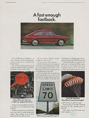   VOLKSWAGEN TYPE 3 T3 FASTBACK FAST ENOUGH CAR AUTO MAGAZINE AD VTG A85