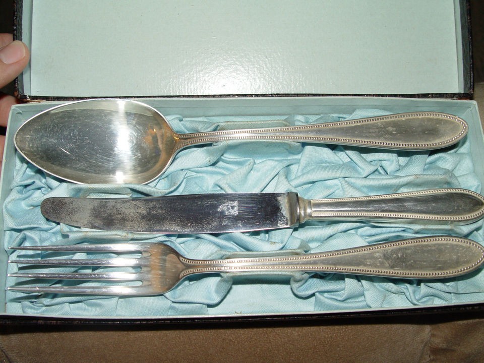 Antique German Silverplate Silver Plate 3 Utensil Set   Centaur & 90 