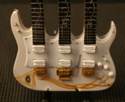 Triple Neck Steve Vai Class Axe Miniature Electric Guitar   free stand