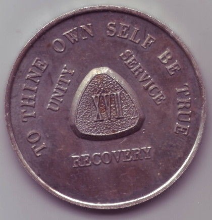 XVII Seventeen Years   Alcoholics Anonymous AA medal token chip coin