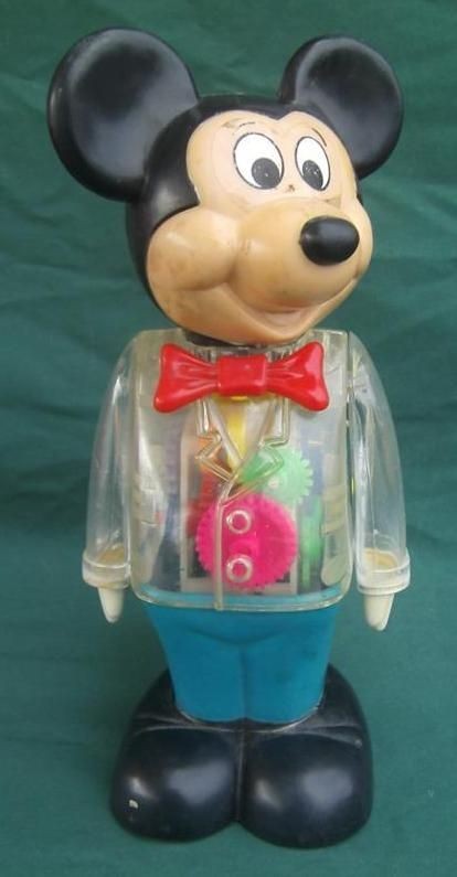 VINTAGE MCMLXVII GABRIEL 1978 WIND UP WALKING MICKEY MOUSE TOY GEARS 