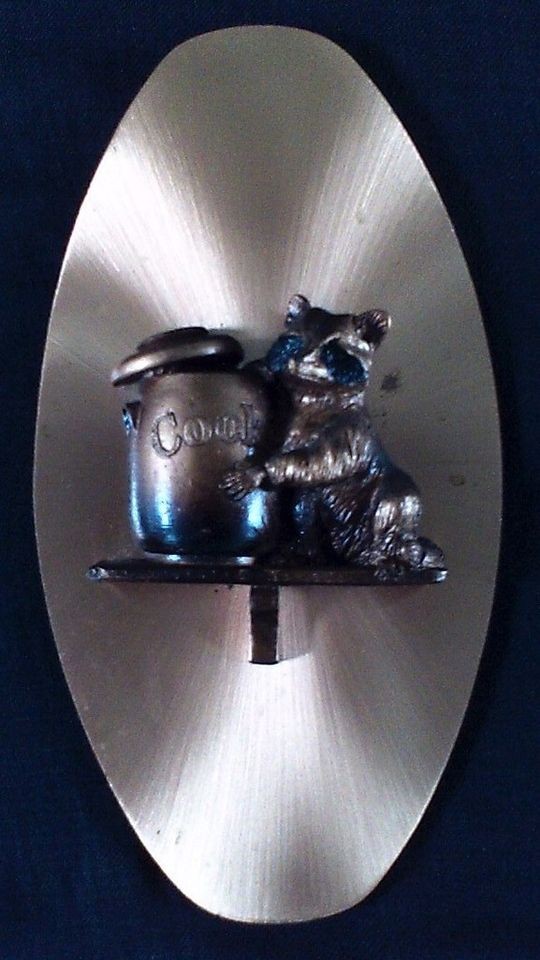 Vintage Copper RACOON in Cookie Jar Figurine Wall Decor