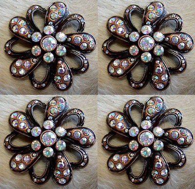   ANTIQUE COPPER FLORAL CONCHOS HEADSTALL SADDLE BLANKET TACK COWGIRL