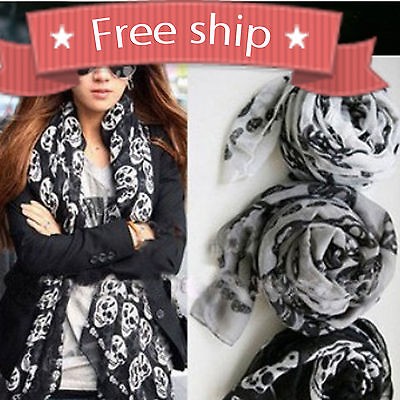   Big Skull Cotton Scarf Shawl Hot Three Color Choice FashionFree 28PS