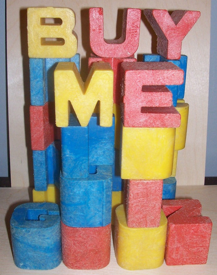 VINTAGE 1971 TUFF STUFF ALPHABET LETTERS BUILDING BLOCKS MATTEL