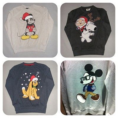 MENS WOMENS XMAS JUMPER DISNEY PLUTO/MICKEY MOUSE / FAMILY GUY