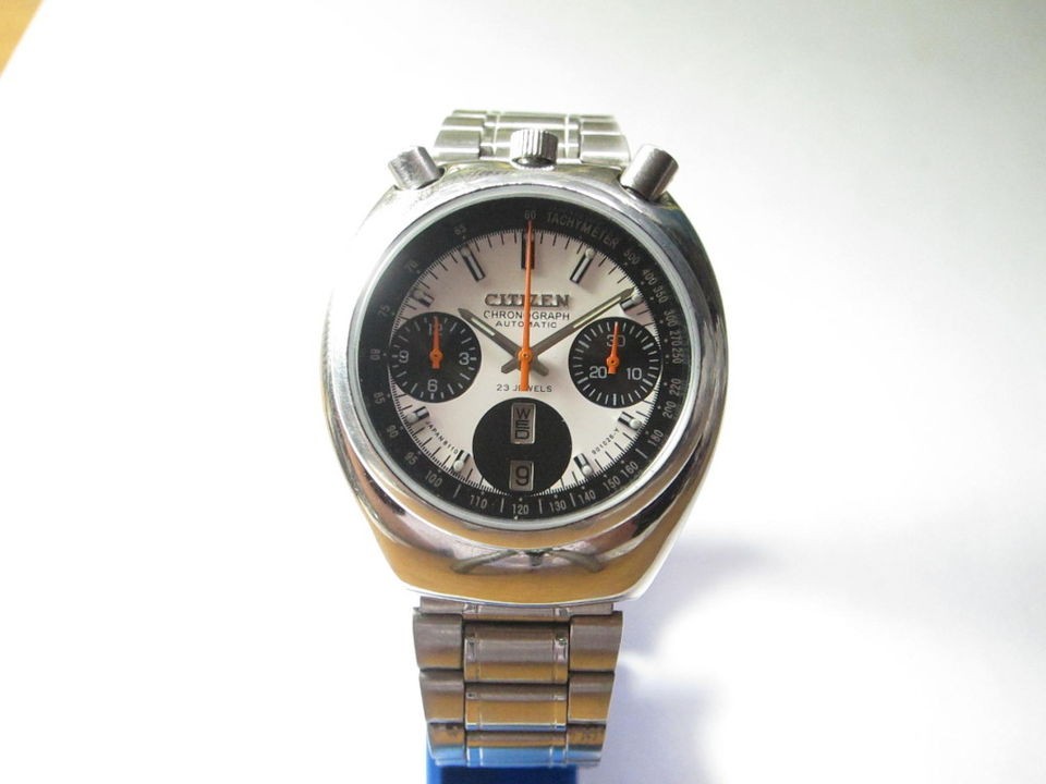 VINTAGE CITIZEN BULLHEAD CHRONO WHITE NICKEL AUG 77