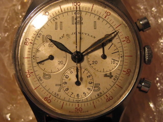 Meylan Vintage Steel Chronograph Watch, Lemania CH27C12