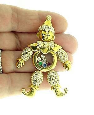 CHOPARD 18K LARGE HAPPY DIAMOND CLOWN PENDANT