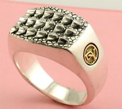 DAVID YURMAN STERLING &18K ALLIGATOR MENS RING SIZE 10