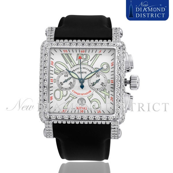   TOTAL DIAMOND FRANCK MULLER KING CONQUISTADOR CORTEZ CHRONOGRAPH WATCH