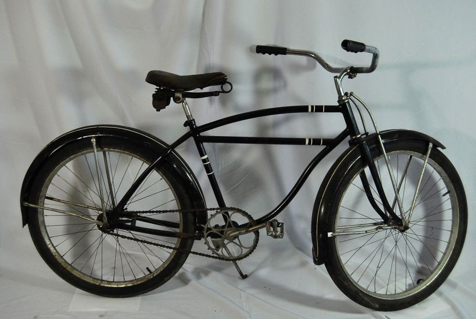 vintage Schwinn built balloon tire mens bike black rat rod skiptooth 