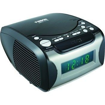   NAXA TOP LOADING CD PLAYER ALARM CLOCK w/ DIGITAL TUNING AM/FM RADIO