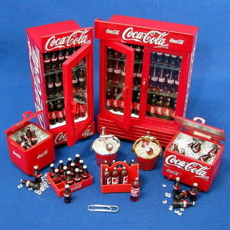 SETS OF MINIATURE COCA COLA COOLER&CRATE&FRIDGE  U28B