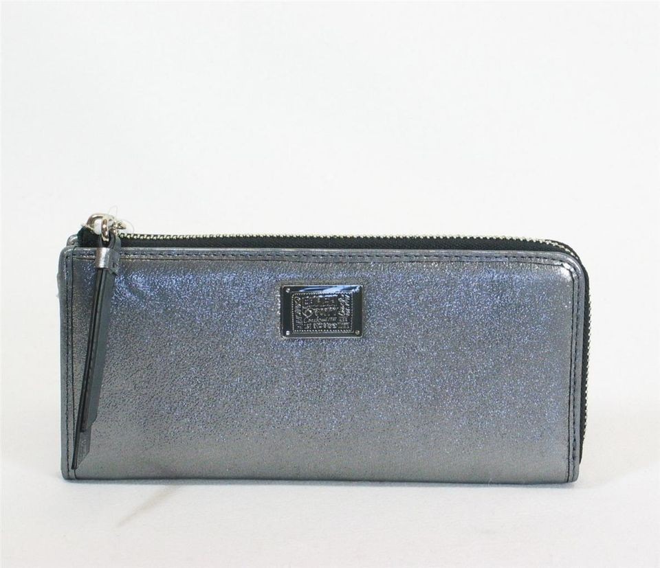 Coach Poppy Leather Slim Zip Wallet 46070 SV/Gunmetal silver nwot 