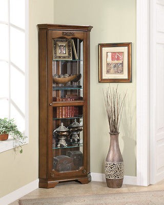 Coaster 950195 Traditional Corner Curio Cabinet Cherry New