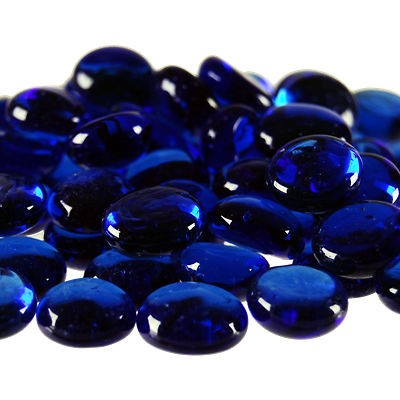   , Glass Pebbles, Gem Stones. 12 bags (2.2 lbs.bag). Color Cobalt