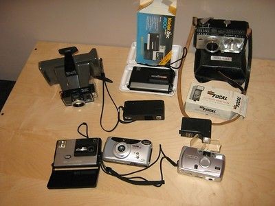 Vintage Large Lot Of 7 Cameras And 1 Flash Polaroid, Tower, 4 Kodak, 1 