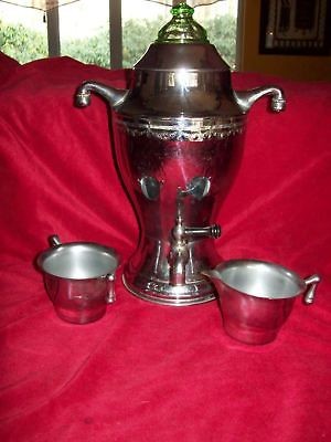 1920S SAMOVAR COFFEE URN, ELECTRIC, CREAMER AND SUGAR