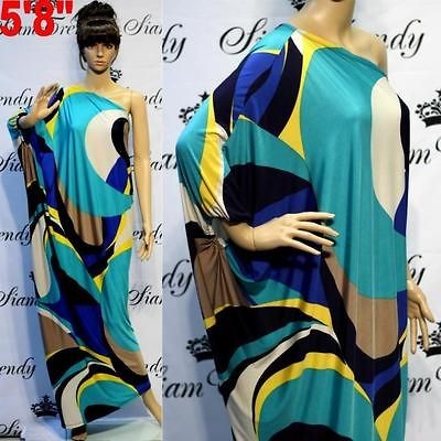 NWT L XL 2XL 14 16 18 Green/Blue/Aqua Made Thailand Good Quality Maxi 