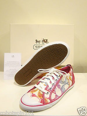 COACH BARRETT POPPY C PINK MULTI SNEAKER SHOE SIZE 9 1/2 NEW IN BOX