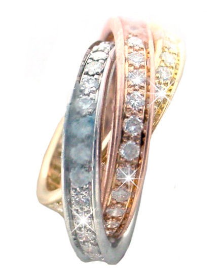 Cartier, Trinity, Tri Color, Diamond, Gold Ring #8715