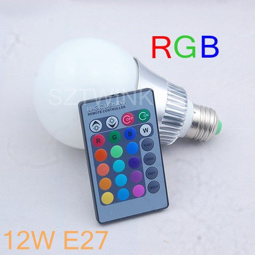 12W E27 16 Color Change RGB LED Light Bulb Lamp 85 265V+IR Remote 