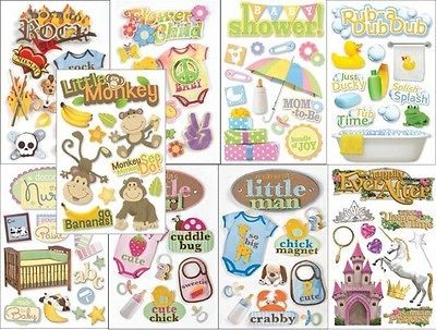 New 3D PAPER HOUSE Scrapbook Family Girl Boy Child BABY STICKERS