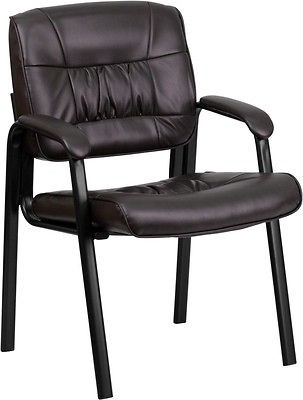 BROWN LEATHER GUEST RECEPTION WAITING ROOM OFFICE CHAIR