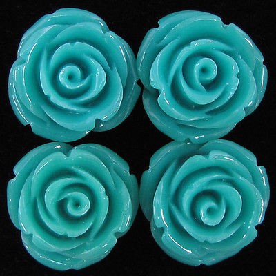 47mm synthetic coral carved morning glory flower pendant bead blue