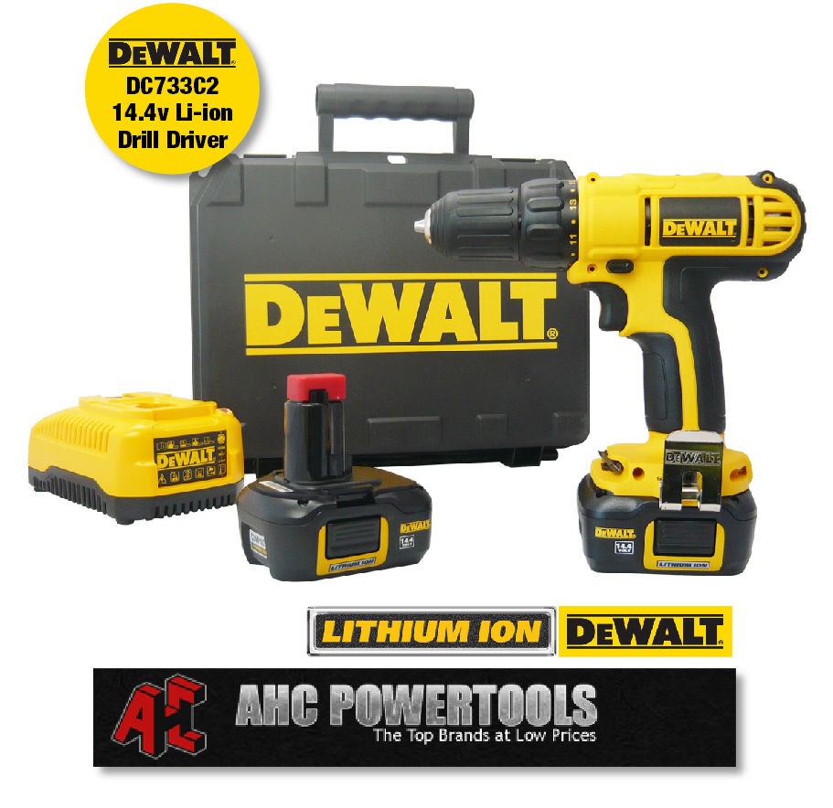 Dewalt DC733C2 14.4V Li ion Cordless 10mm Drill Driver (2 Batteries)