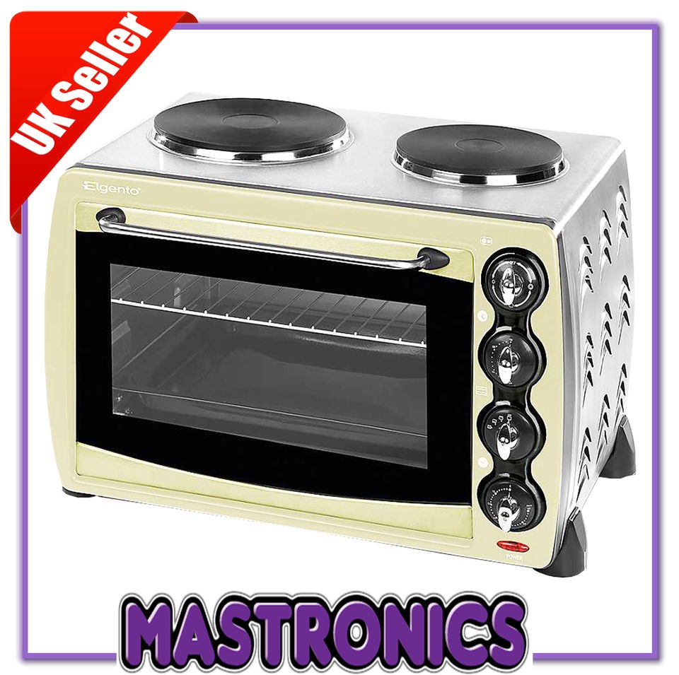 ELGENTO MINI ELECTRIC CREAM OVEN COOKER WITH HOB TABLE TOP E444C 28L 