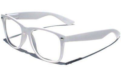 CLEAR LENS WHITE FRAME COOL NERD WAYFARER GLASSES