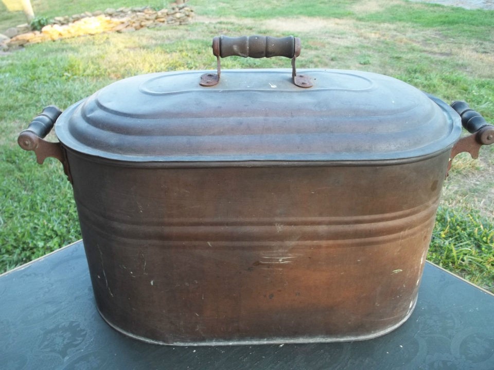   Unpolished Copper Laundry Tub / Boiler, Copper Lid, Free Ship