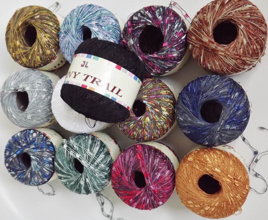 3601 yrds 13 balls GRAB BAG of Shiny TRAIL ladder trellis yarn