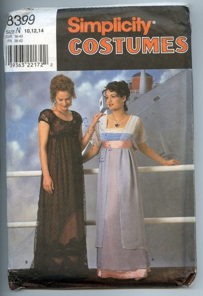 Simplicity Titanic Costume Pattern 8399 Rose Jump Dress 10,12,14