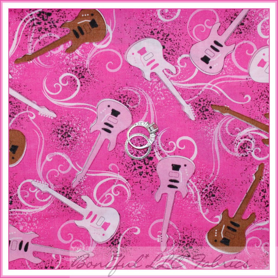   FQ Groovy Wild Cowgirl Pink Brown Swirl Music Rock Guitar Cotton