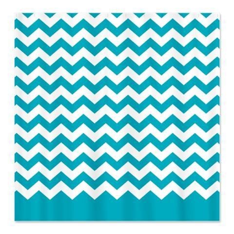 chevron pattern teal Girly Shower Curtain by 674870479