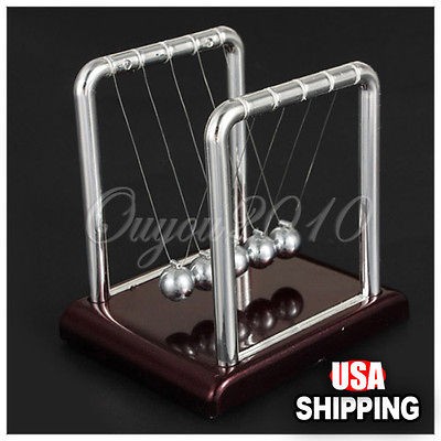 Newtons Cradle Steel Balance Ball Physics Science Pendulum Desk Fun 