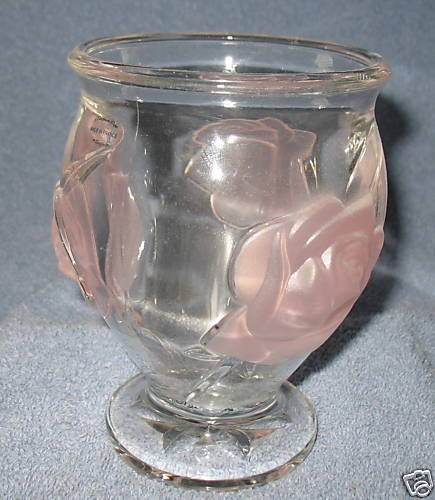 TELEFLORA ART GLASS VASE PINK ROSES MADE IN FRANCE