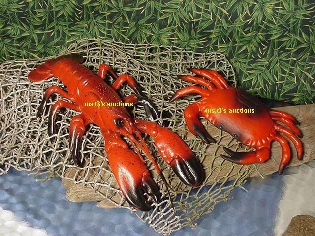 RED PLASTIC LOBSTER & CRAB Nautical Luau Decor Decorations