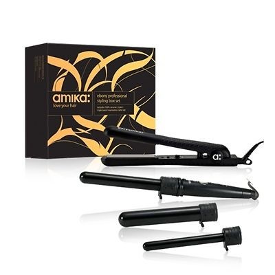 Hair Curler, Amika Ebony Triple Barrel Pro Curler Set 100% ceramic