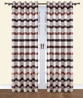 Monaco Luxury Readymade Striped Eyelet Curtains