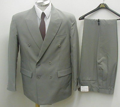 New Mens Double Breasted Gray Suit Jacket & Pants 48 R