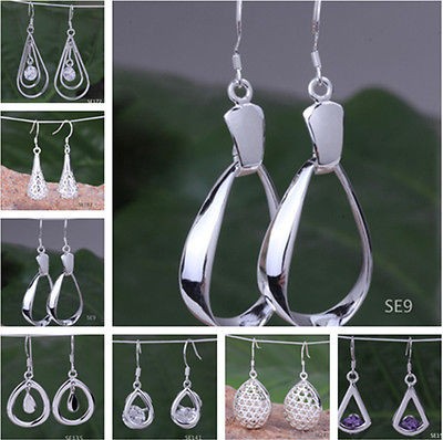   style Dangle 925 Sterling Silver Charms Earrings Hook Ear drop SE