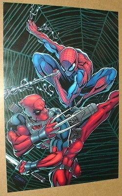   men Deadpool Vs Spider man by Patrick Zircher Marvel Comics Poster