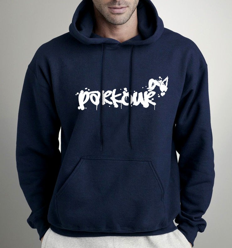 PARKOUR, FREE RUNNING, GRAFFITI HOODIE, STREET ART, BANKSY STYLE