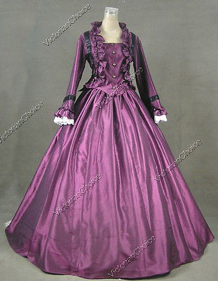   War Victorian Satin Ball Gown Day / Evening Dress Reenactment 170 M